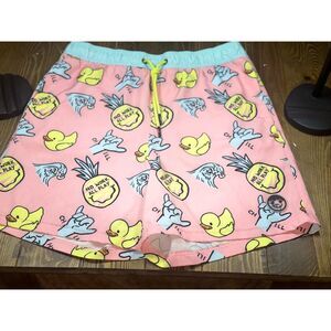 Neff Swim Trunks Mens Large Rubber Duck Drawstring Elastic Waist Surf